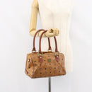 MCM Vicetos Logogram Hand Bag PVC Leather Brown Gold Auth gh1457-24