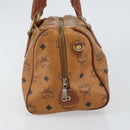 MCM Vicetos Logogram Hand Bag PVC Leather Brown Gold Auth gh1457-3