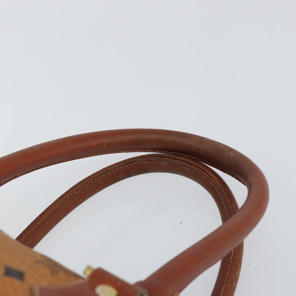 MCM Vicetos Logogram Hand Bag PVC Leather Brown Gold Auth gh1457