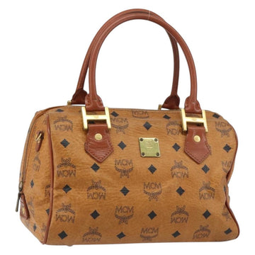 MCM Vicetos Logogram Hand Bag PVC Leather Brown Gold Auth gh1458