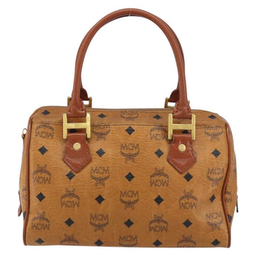 MCM Vicetos Logogram Hand Bag PVC Leather Brown Gold Auth gh1458 - 0