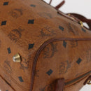 MCM Vicetos Logogram Hand Bag PVC Leather 2way Brown Gold Auth gh1459-14