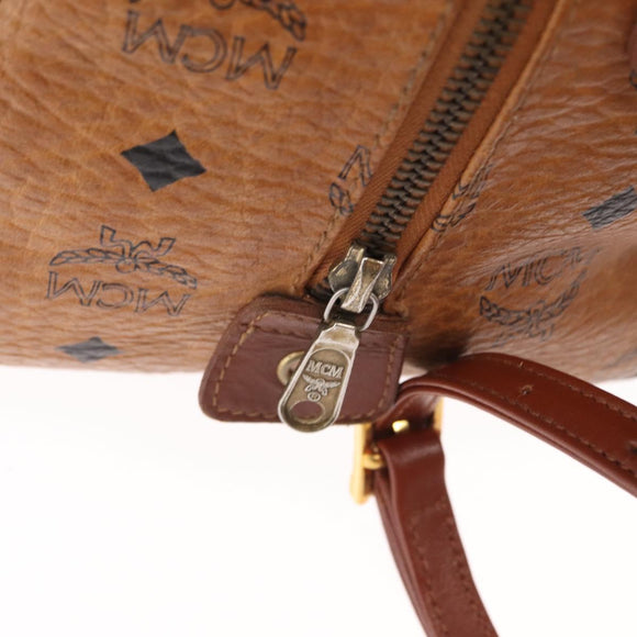 MCM Vicetos Logogram Hand Bag PVC Leather 2way Brown Gold Auth gh1459