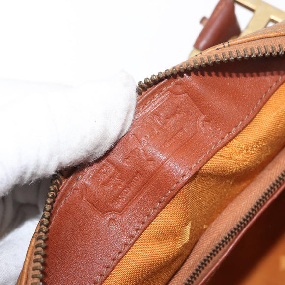 MCM Vicetos Logogram Hand Bag PVC Leather 2way Brown Gold Auth gh1459