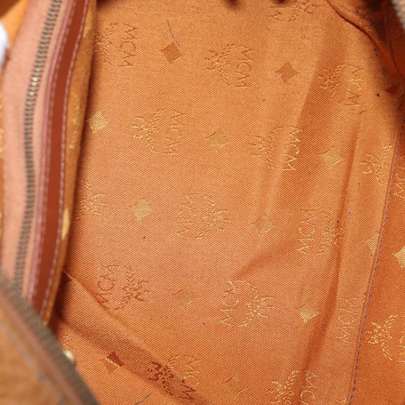 MCM Vicetos Logogram Hand Bag PVC Leather 2way Brown Gold Auth gh1459