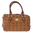 MCM Vicetos Logogram Hand Bag PVC Leather 2way Brown Gold Auth gh1459-13