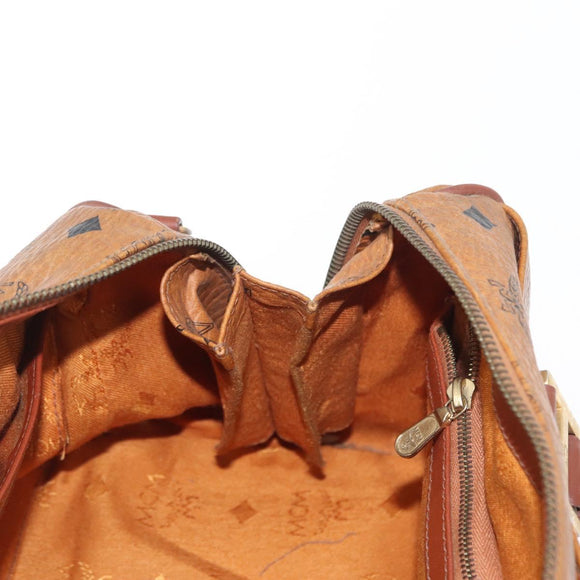 MCM Vicetos Logogram Hand Bag PVC Leather 2way Brown Gold Auth gh1459