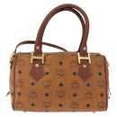 MCM Vicetos Logogram Hand Bag PVC Leather 2way Brown Gold Auth gh1459-2