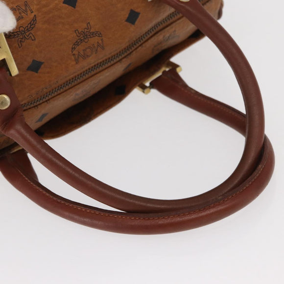 MCM Vicetos Logogram Hand Bag PVC Leather 2way Brown Gold Auth gh1459