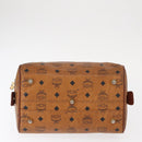 MCM Vicetos Logogram Hand Bag PVC Leather 2way Brown Gold Auth gh1459-5