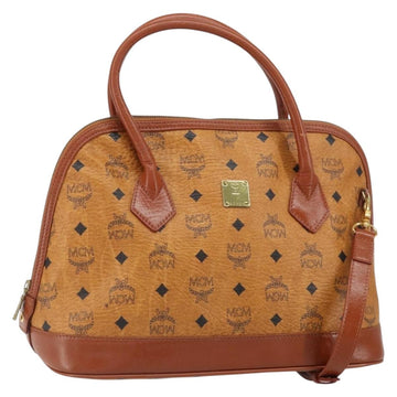MCM Vicetos Logogram Hand Bag PVC Leather 2way Brown Gold Auth gh1460