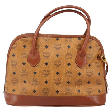MCM Vicetos Logogram Hand Bag PVC Leather 2way Brown Gold Auth gh1460 - 0