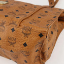 MCM Logogram Vicetos Tote Bag PVC Brown Gold Auth gh1461-9