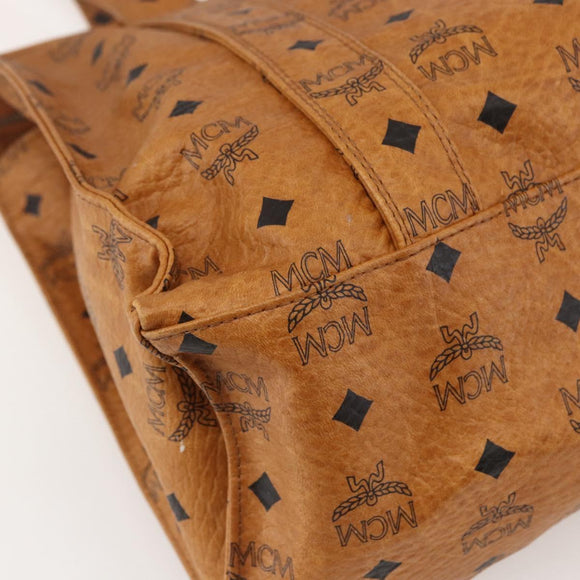 MCM Logogram Vicetos Tote Bag PVC Brown Gold Auth gh1461