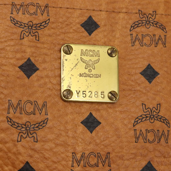 MCM Logogram Vicetos Tote Bag PVC Brown Gold Auth gh1461