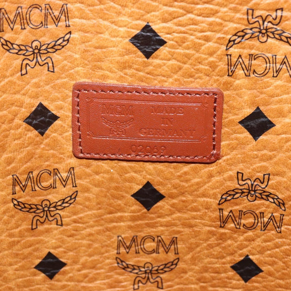 MCM Logogram Vicetos Tote Bag PVC Brown Gold Auth gh1461