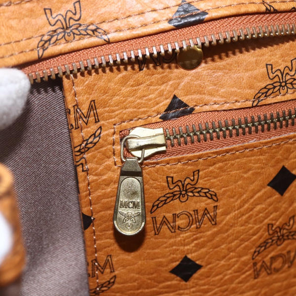MCM Logogram Vicetos Tote Bag PVC Brown Gold Auth gh1461