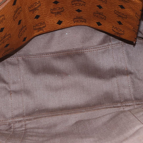 MCM Logogram Vicetos Tote Bag PVC Brown Gold Auth gh1461