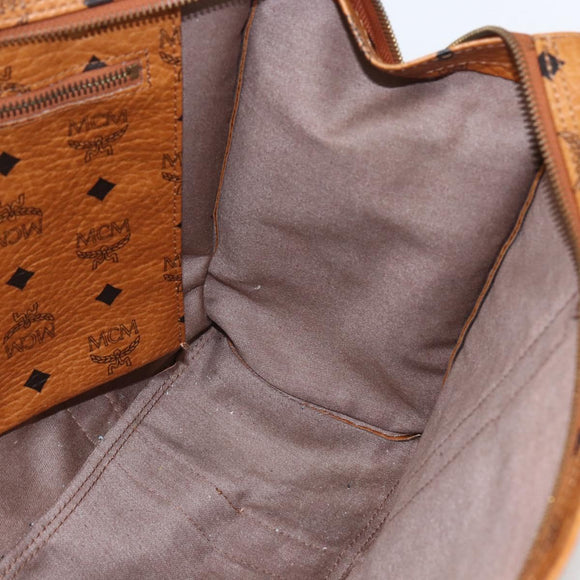 MCM Logogram Vicetos Tote Bag PVC Brown Gold Auth gh1461