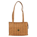 MCM Logogram Vicetos Tote Bag PVC Brown Gold Auth gh1461-13