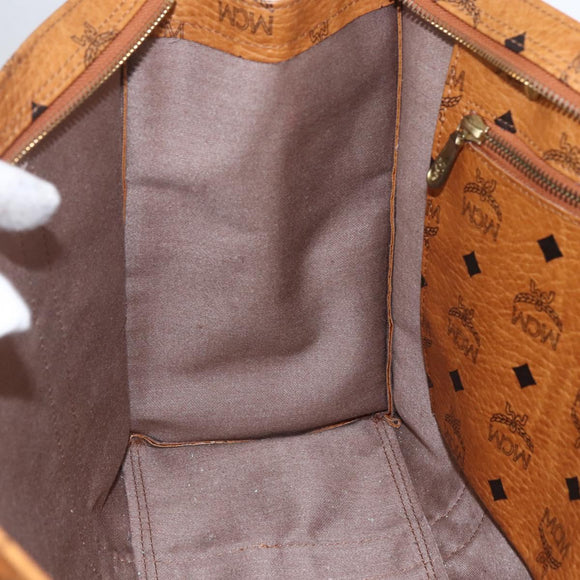 MCM Logogram Vicetos Tote Bag PVC Brown Gold Auth gh1461