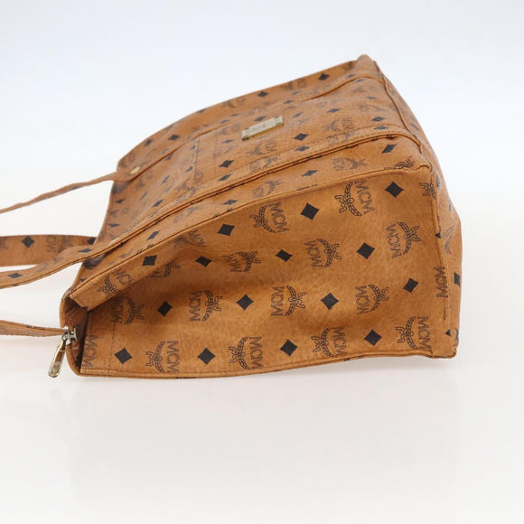MCM Logogram Vicetos Tote Bag PVC Brown Gold Auth gh1461