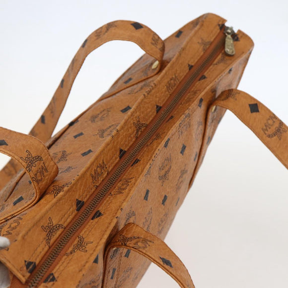 MCM Logogram Vicetos Tote Bag PVC Brown Gold Auth gh1461