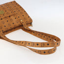 MCM Logogram Vicetos Tote Bag PVC Brown Gold Auth gh1461-7