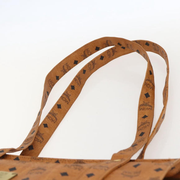 MCM Logogram Vicetos Tote Bag PVC Brown Gold Auth gh1461