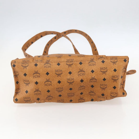 MCM Logogram Vicetos Tote Bag PVC Brown Gold Auth gh1461