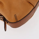 MCM Vicetos Logogram Shoulder Bag Leather Brown Gold Auth gh1463-9