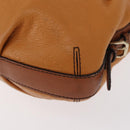 MCM Vicetos Logogram Shoulder Bag Leather Brown Gold Auth gh1463-14