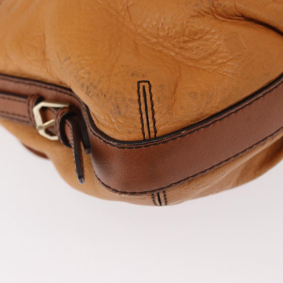 MCM Vicetos Logogram Shoulder Bag Leather Brown Gold Auth gh1463