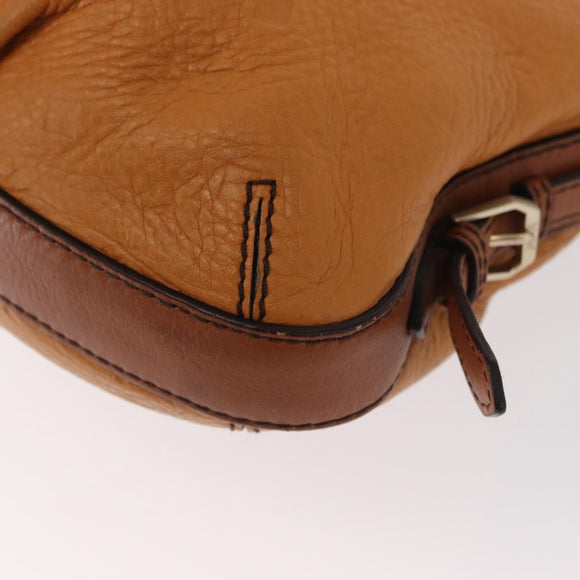 MCM Vicetos Logogram Shoulder Bag Leather Brown Gold Auth gh1463