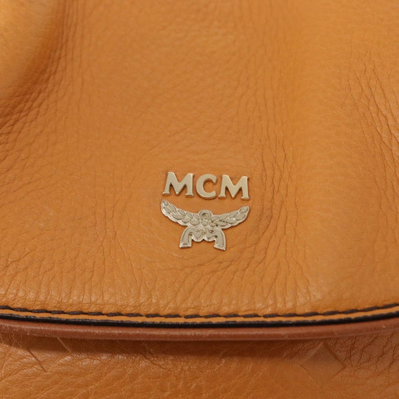 MCM Vicetos Logogram Shoulder Bag Leather Brown Gold Auth gh1463