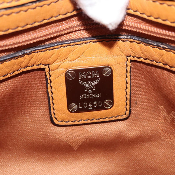 MCM Vicetos Logogram Shoulder Bag Leather Brown Gold Auth gh1463