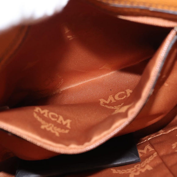 MCM Vicetos Logogram Shoulder Bag Leather Brown Gold Auth gh1463