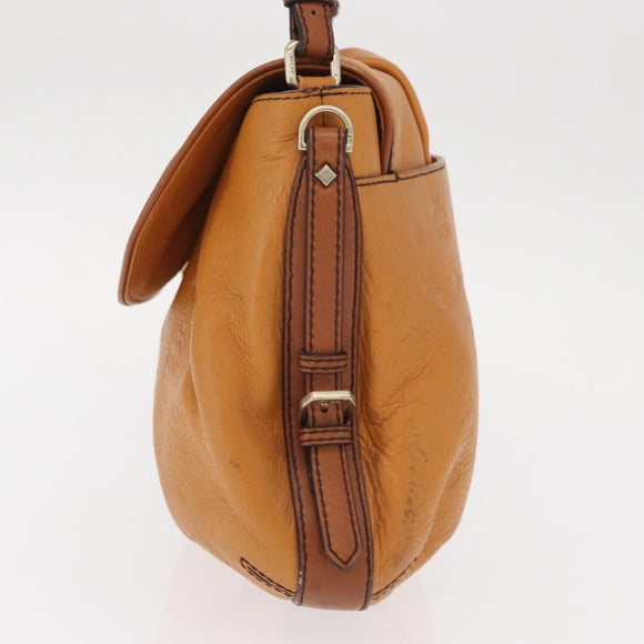MCM Vicetos Logogram Shoulder Bag Leather Brown Gold Auth gh1463