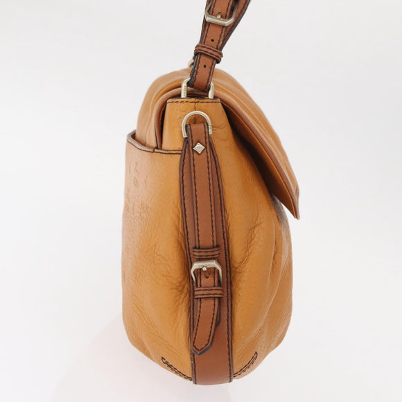 MCM Vicetos Logogram Shoulder Bag Leather Brown Gold Auth gh1463