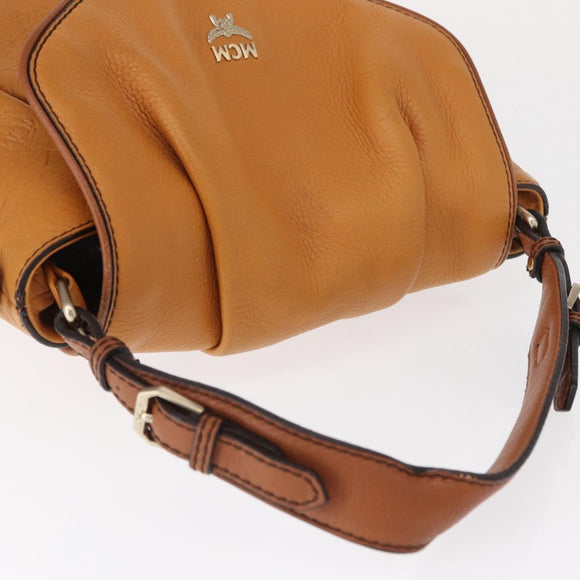 MCM Vicetos Logogram Shoulder Bag Leather Brown Gold Auth gh1463