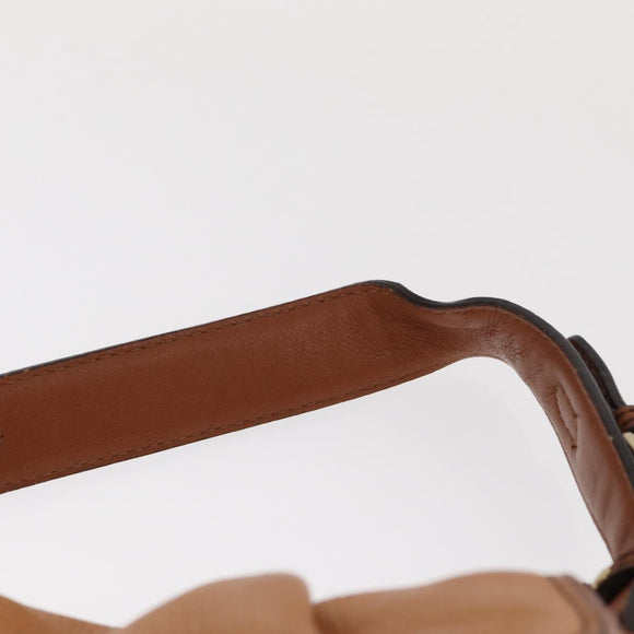 MCM Vicetos Logogram Shoulder Bag Leather Brown Gold Auth gh1463