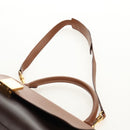 CELINE Trapeze Hand Bag Leather 2way Brown Black gold Auth gh1464-10