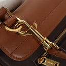 CELINE Trapeze Hand Bag Leather 2way Brown Black gold Auth gh1464-11