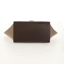 CELINE Trapeze Hand Bag Leather 2way Brown Black gold Auth gh1464-12