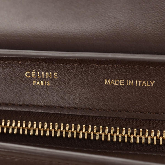 CELINE Trapeze Hand Bag Leather 2way Brown Black gold Auth gh1464