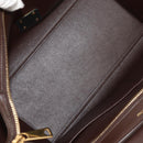 CELINE Trapeze Hand Bag Leather 2way Brown Black gold Auth gh1464-24