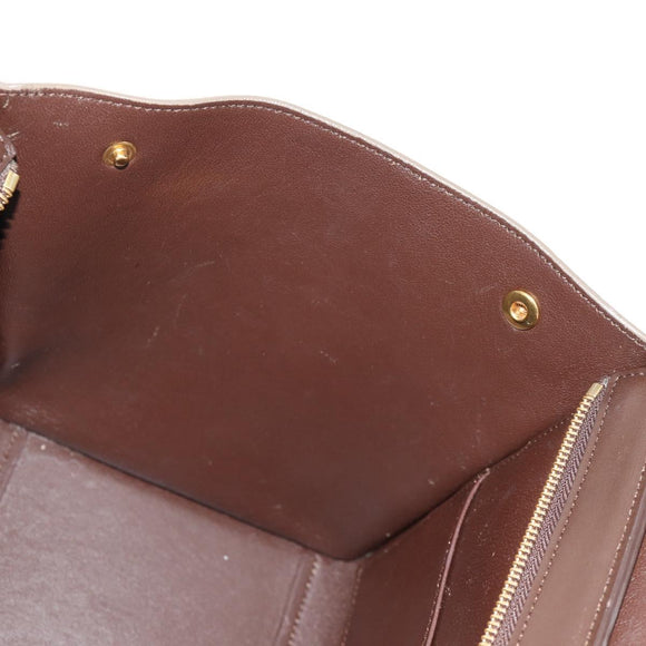 CELINE Trapeze Hand Bag Leather 2way Brown Black gold Auth gh1464