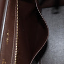 CELINE Trapeze Hand Bag Leather 2way Brown Black gold Auth gh1464-27