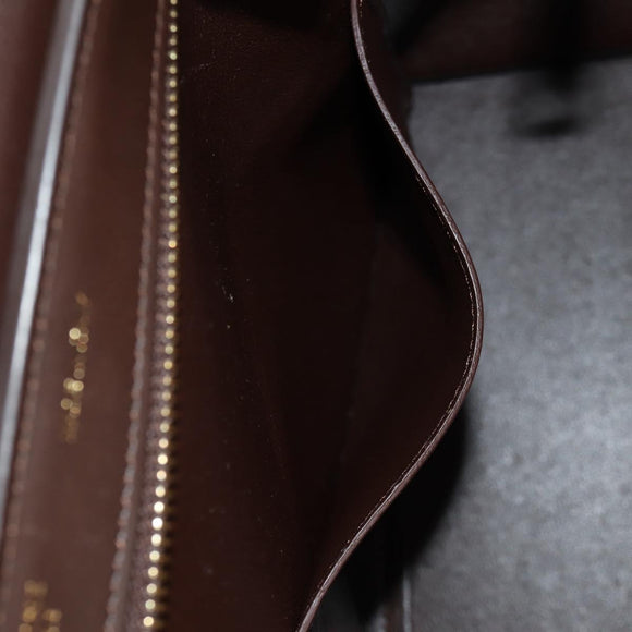 CELINE Trapeze Hand Bag Leather 2way Brown Black gold Auth gh1464