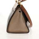 CELINE Trapeze Hand Bag Leather 2way Brown Black gold Auth gh1464-5